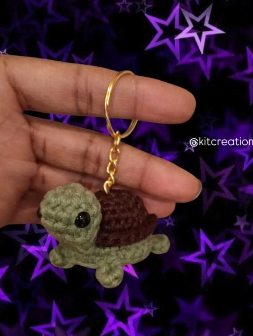 4PC Handmade Crochet Turtle Keychain - Green & Brown